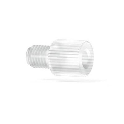 Upchurch Scientific English Threaded Adapter, 1/4-28 Flat-Bottom Female to 1/4-28 Flat-Bottom Male Thread, 1.00 mm Thru hole, PTFE, Single - P-718 - Click Image to Close